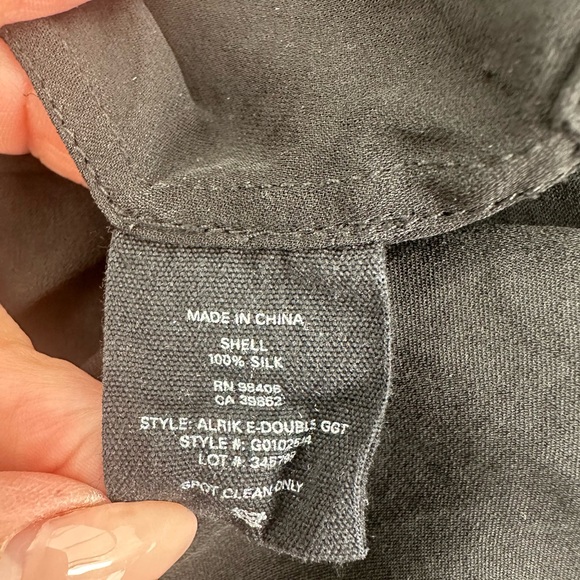 THEORY ALRIK E DOUBLE GEORGETTE SILK BLOUSE TOP - Black - Size P/XS - Picture 13 of 13